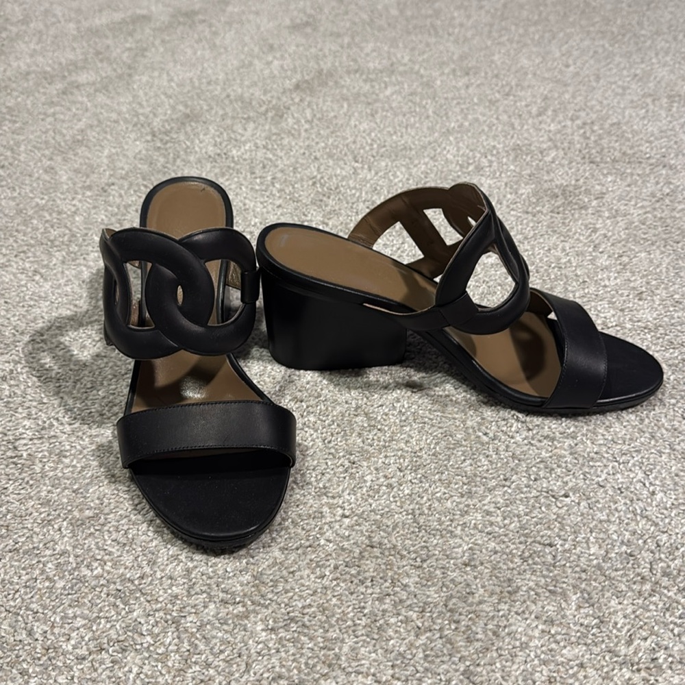 Hermes black leather sandals